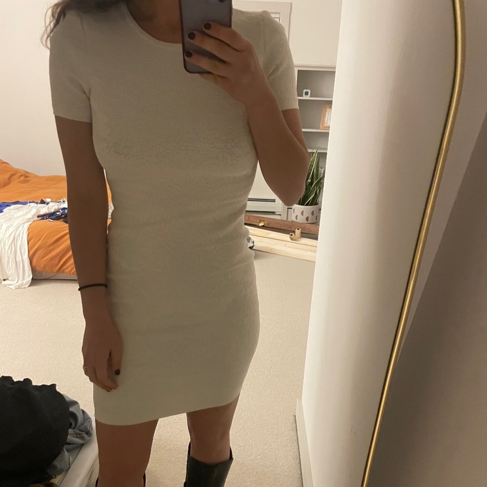 REISS bodycon white textured dress